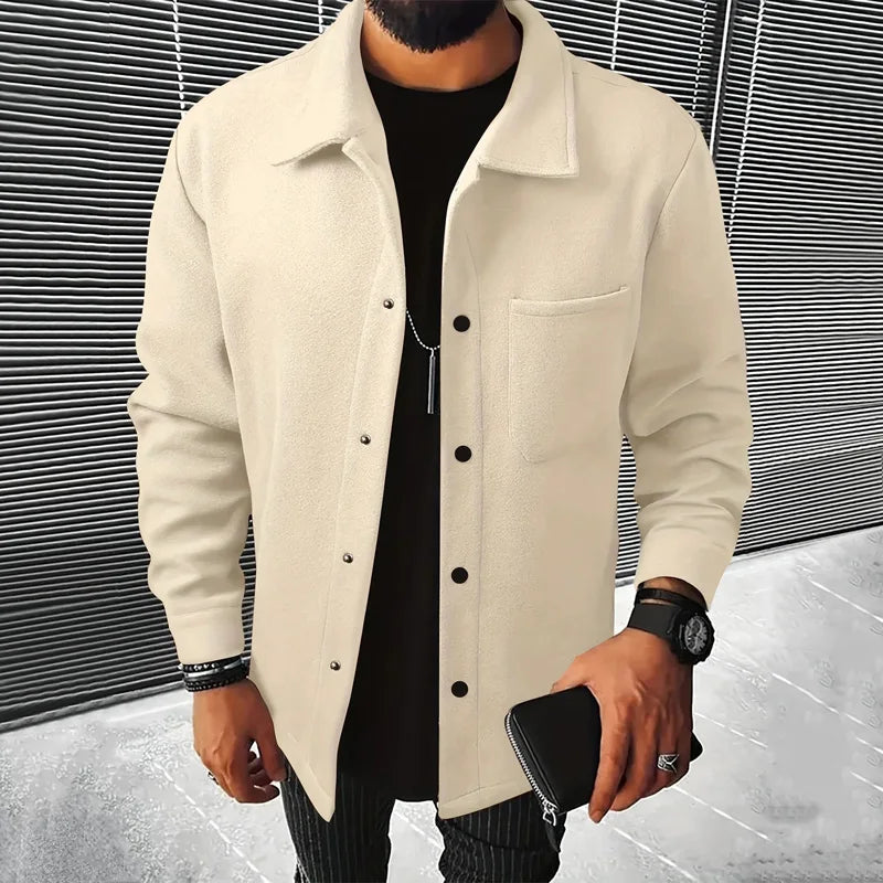 Lapel Button-Down Warm Brushed Jacket