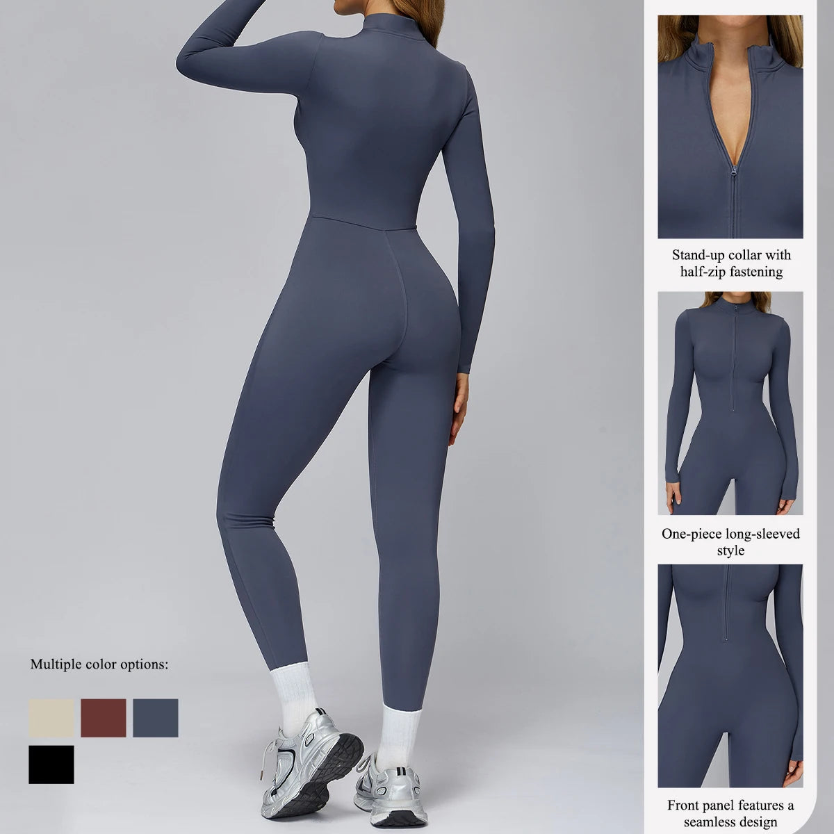 Women's Autumn/Winter Fitness Jumpsuit Tight-Fitting Fleece-Lined Yoga Jumpsuit Outdoor Thermal Jumpsuit Running & Fitness Wear