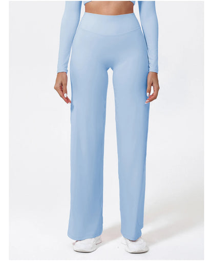 Women’s Straight-Leg Sports Pants – Wide Leg Yoga Leggings, Pilates, Gym, Fitness Tights, Naked Feeling Compression Pants