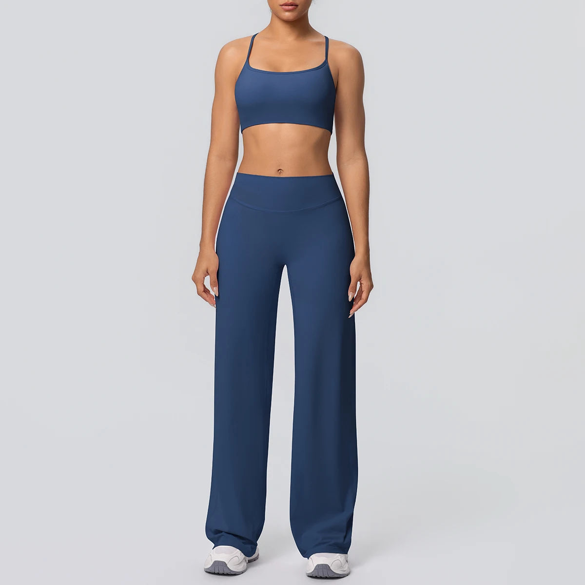 Backless Cross Bra Wide Leg Pants Sports Set