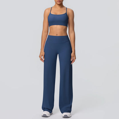 Backless Cross Bra Wide Leg Pants Sports Set