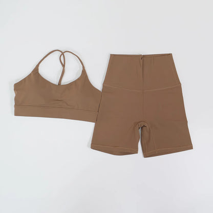 2Pcs Women's Cross-Back Two-Piece Sports Set Comfortable Yoga Fitness Wear Athletic Apparel Bra And Workout Clothing Set Female