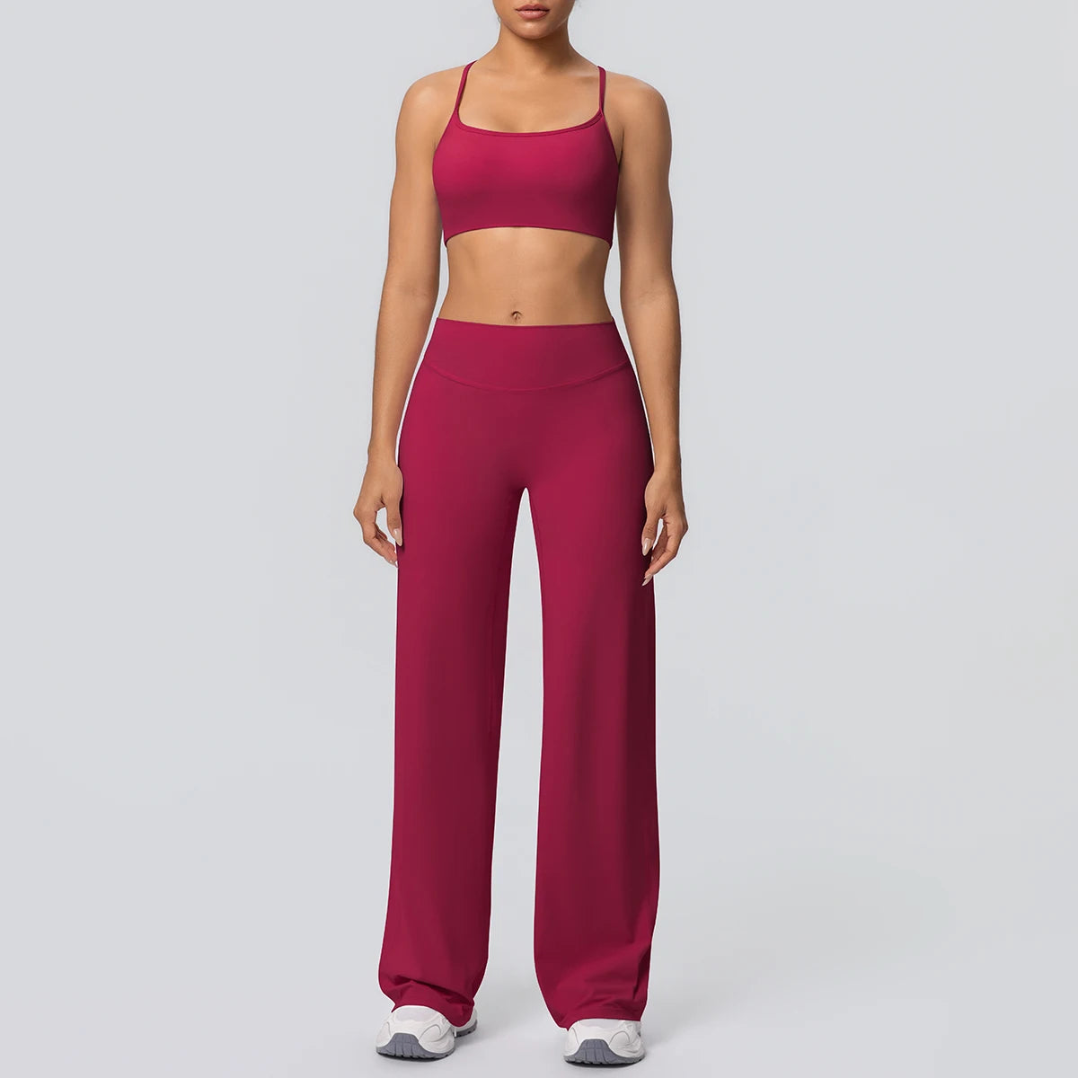 Backless Cross Bra Wide Leg Pants Sports Set