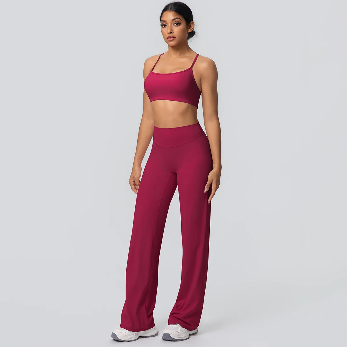 Backless Cross Bra Wide Leg Pants Sports Set