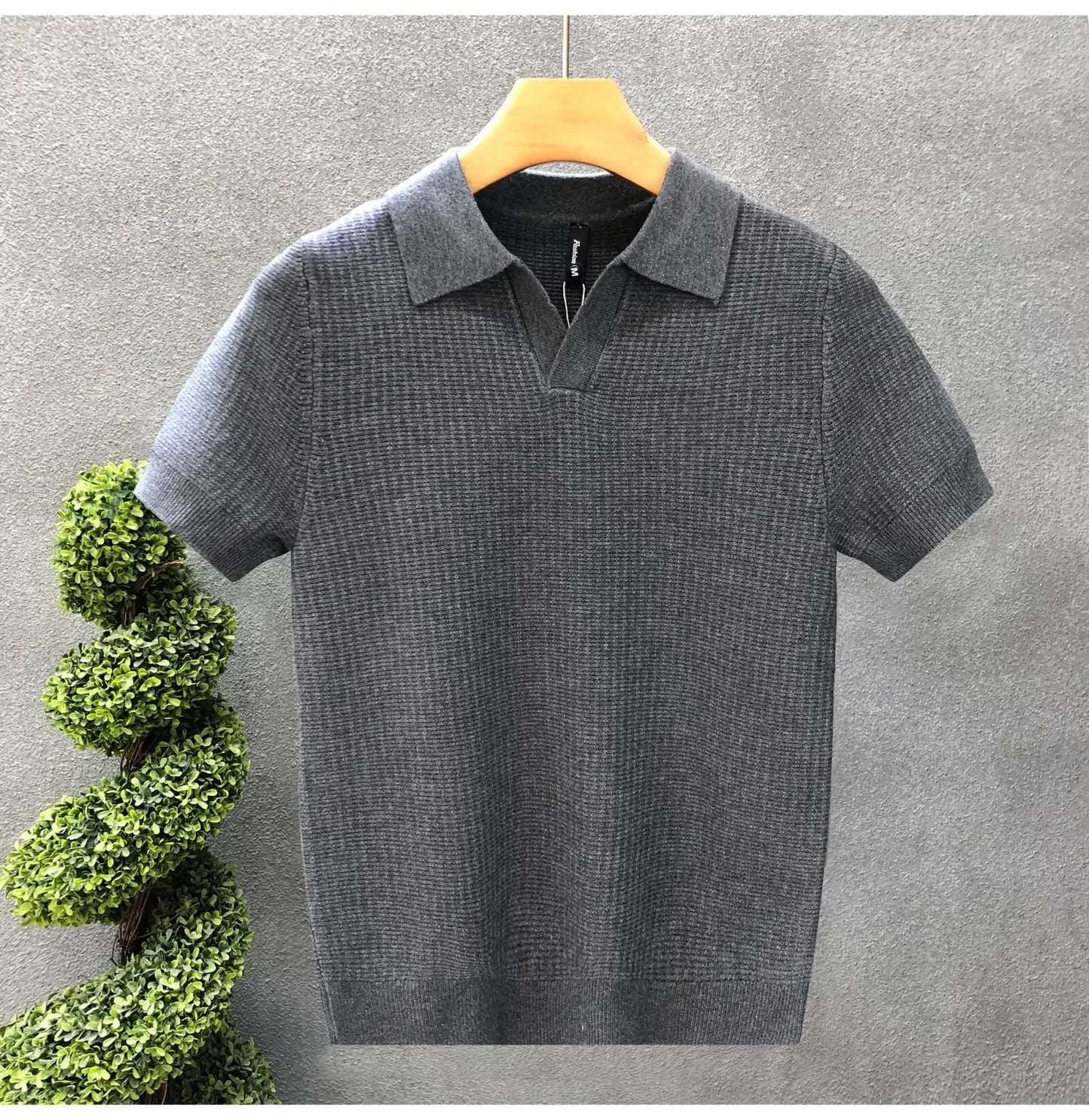 Casual Knitted Polo Shirt Men's Short Sleeve Cuban Collar T-Shirt Summer Fashion Individualistic Turn-down Collar Male Top