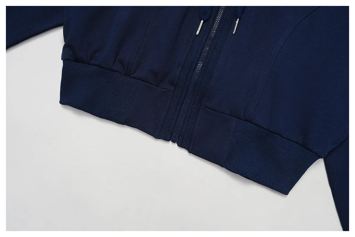 Winter 2-piece Sports Hoodie Set Women's Tracksuit Zipper Loose Long Sleeved Hooded Slimming Yoga Pants Set Running Fitness Set