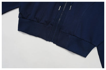 Winter 2-piece Sports Hoodie Set Women's Tracksuit Zipper Loose Long Sleeved Hooded Slimming Yoga Pants Set Running Fitness Set