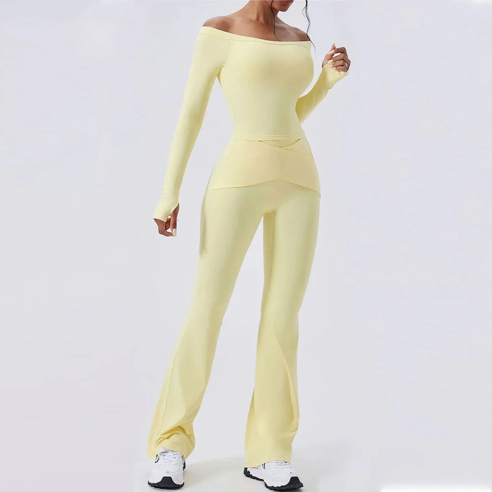 Cloud Hide Woman New Yoga Suit Gym Fitness Set Long Sleeve Sports Tracksuit Top Leggings Workout Pilates Outfits Running Clothes