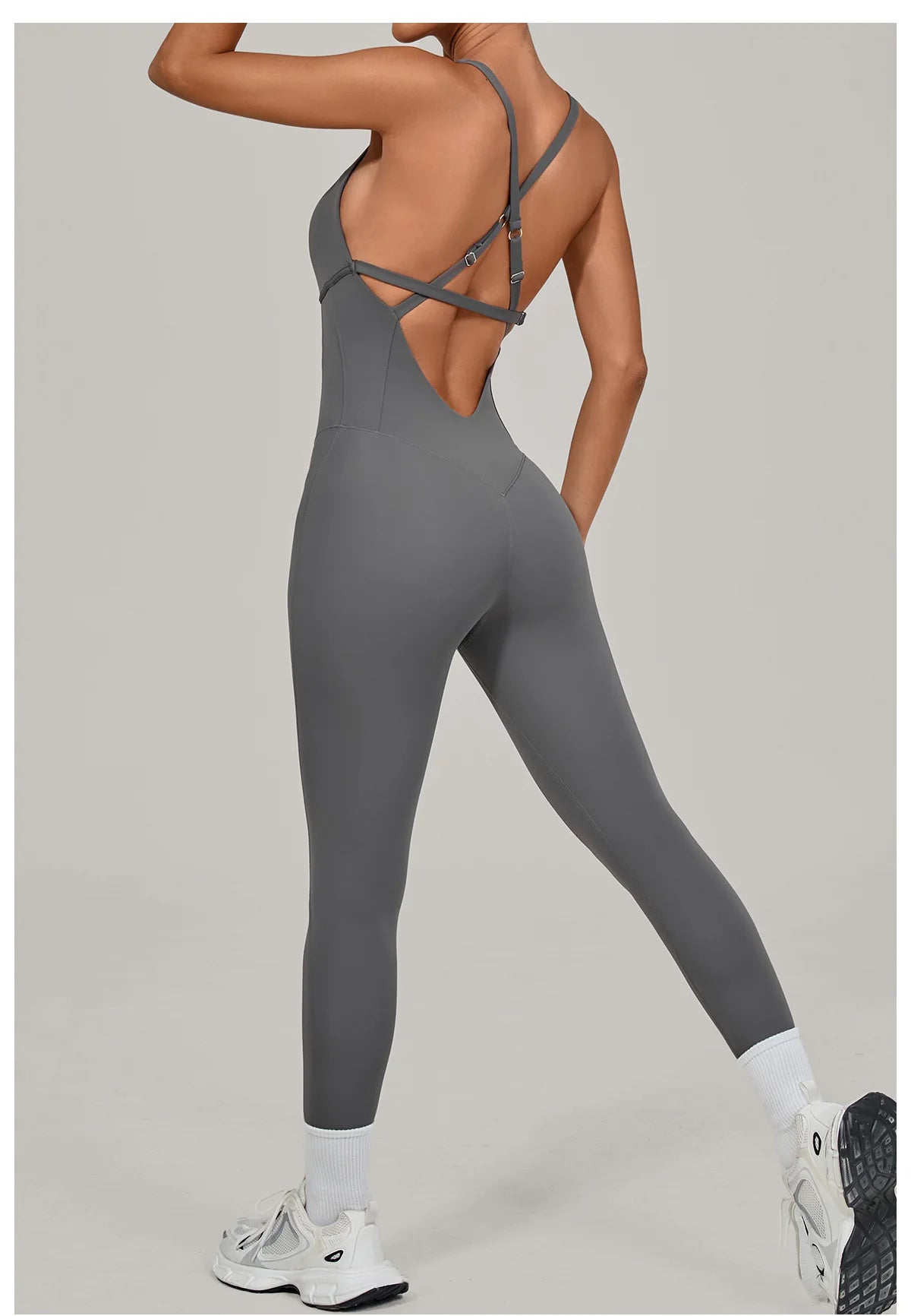 Women Adjustable Shoulder Straps Yoga Jumpsuit Dance-Inspired Backless Bodysuit Woman Tight-Fitting Workout Fitness One-Piece