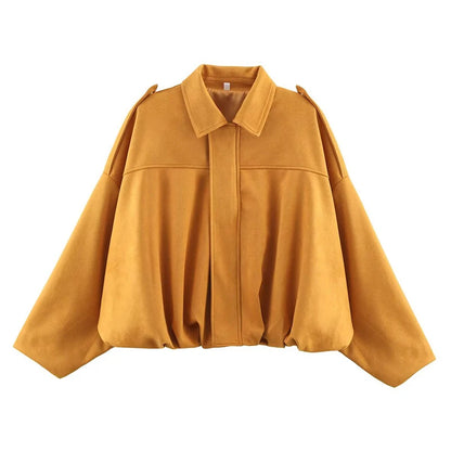 Turn-Down Collar Bomber Jackets Chic Top