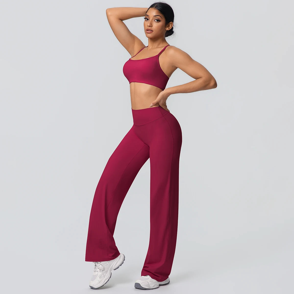 Backless Cross Bra Wide Leg Pants Sports Set