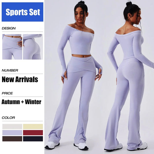 Cloud Hide Woman New Yoga Suit Gym Fitness Set Long Sleeve Sports Tracksuit Top Leggings Workout Pilates Outfits Running Clothes