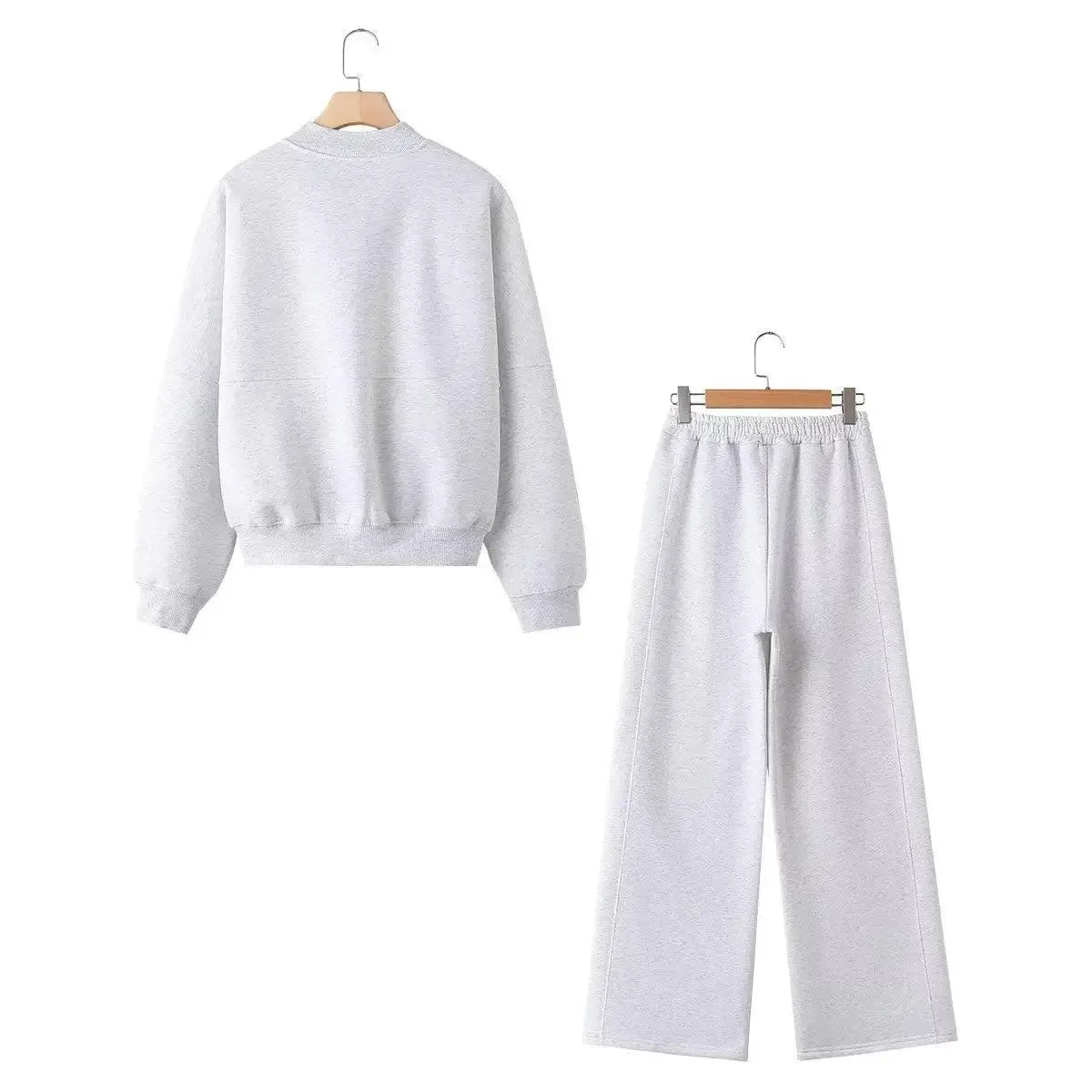 Zipper Pilot Jacket Sweatshirt Style Loose High Waist Fleece Pants Cotton Streetwear Series Women's Fashion Set