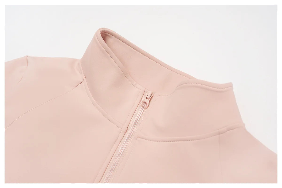 2Pcs Women's Long Sleeve Sports Jacket Zipper Gym Suit Outdoor Sportswear Yoga Workout Two-Piece Fitness Set Female Outfit