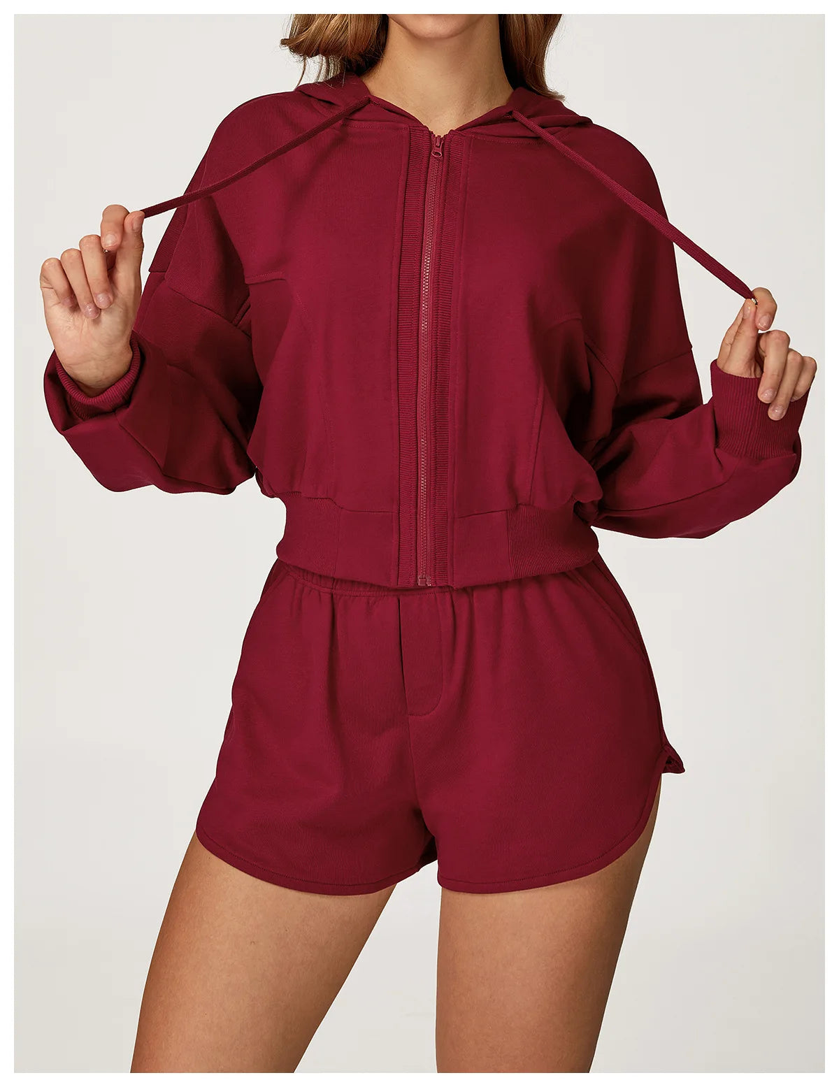 Winter 2-piece Sports Hoodie Set Women's Tracksuit Zipper Loose Long Sleeved Hooded Slimming Yoga Pants Set Running Fitness Set