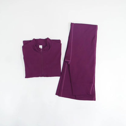 Women's Long Sleeve Sports Jacket with Pocket Outdoor Fall/Winter Gym Suit Yoga Workout Two-Piece Fitness Outfit Female