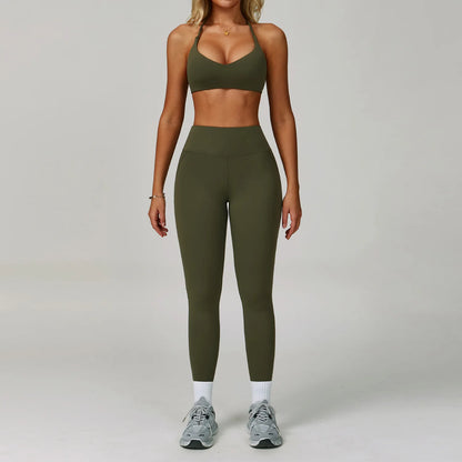 High Waist Leggings Top Yoga Set