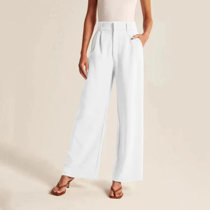 Solid Wide Leg Pants For Women High Waisted Work Business Dress Pants Casual Long Suit Straight Trousers Office Lady Linen Pants