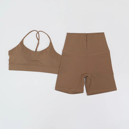 2Pcs Women's Cross-Back Two-Piece Sports Set Comfortable Yoga Fitness Wear Athletic Apparel Bra And Workout Clothing Set Female