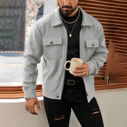 Lapel Button-Down Warm Brushed Jacket