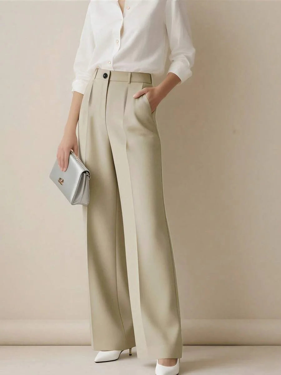 2025 model women's high-waisted, draping, straight-cut, minimalist suit pants