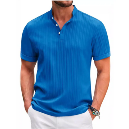 2025 Summer New Men's quick-drying Shirts Striped Jacquard Shirt Breathable Casual Comfortable Stylish Casual Short-Sleeved Top