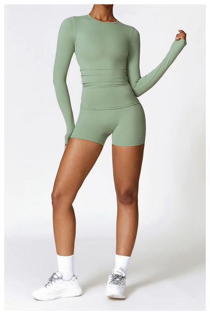 Women’s Slim Fit Long Sleeve Yoga Top – Running, Exercise, Fitness, Quick-Dry Sports Shirt