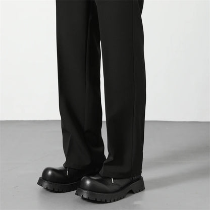 2025 Men's Loose Suit Pants Classic Straight Solid Color Drape Elastic Business Office Worker Casual Trousers Brown Khaki Gray