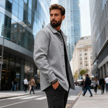 Lapel Button-Down Warm Brushed Jacket