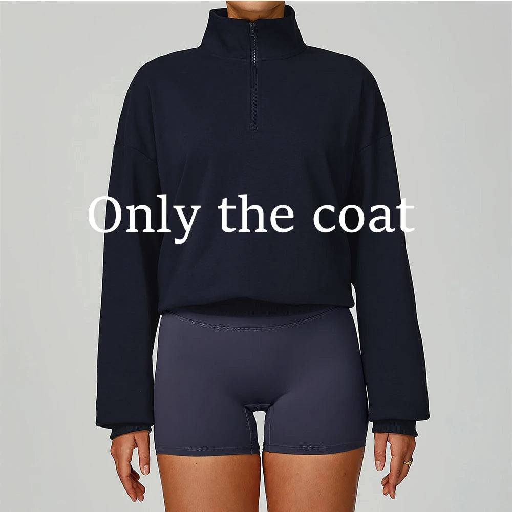 Women’s Zipper Yoga Jacket – Long Sleeve Gym Fitness Top, Running, Workout, Windproof Sportswear