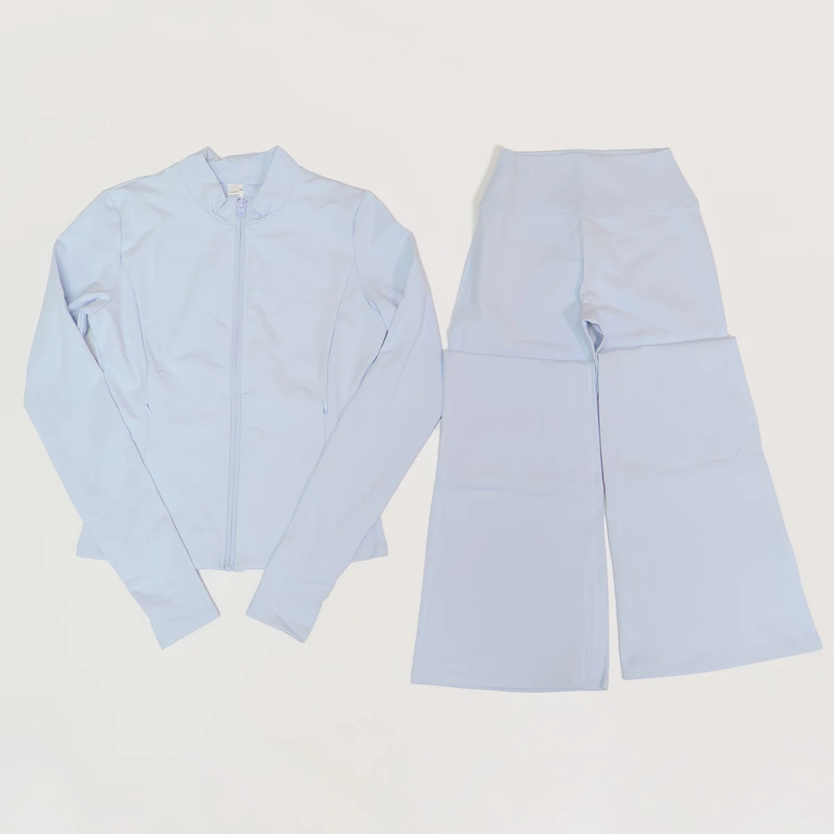 Women's Long Sleeve Sports Jacket with Pocket Outdoor Fall/Winter Gym Suit Yoga Workout Two-Piece Fitness Outfit Female