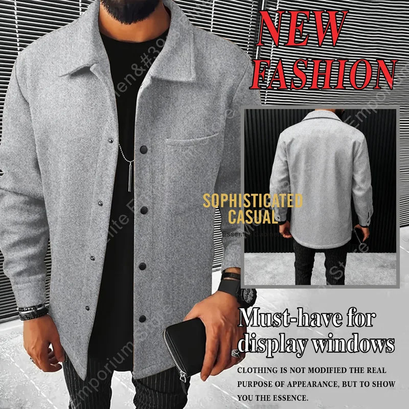 Lapel Button-Down Warm Brushed Jacket