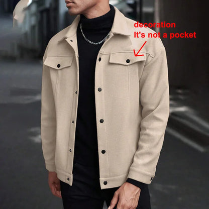 Lapel Button-Down Warm Brushed Jacket