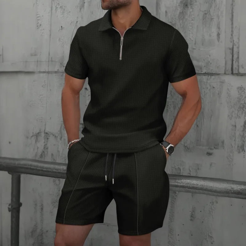Lapel Short-Sleeved T-Shirt Shorts Casual Suit