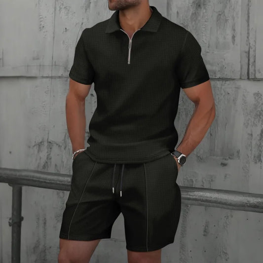 Lapel Short-Sleeved T-Shirt Shorts Casual Suit