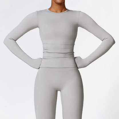 Women’s Slim Fit Long Sleeve Yoga Top – Running, Exercise, Fitness, Quick-Dry Sports Shirt