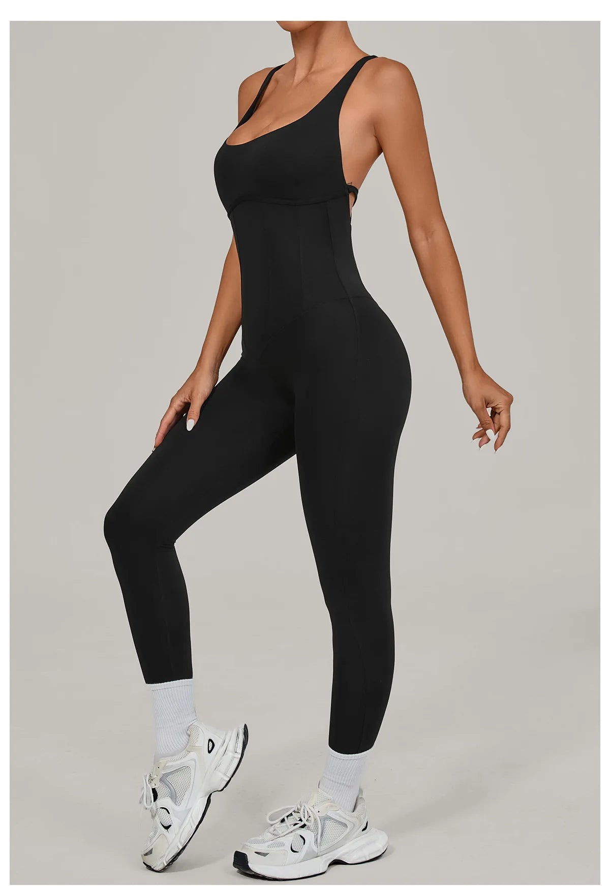 Women Adjustable Shoulder Straps Yoga Jumpsuit Dance-Inspired Backless Bodysuit Woman Tight-Fitting Workout Fitness One-Piece