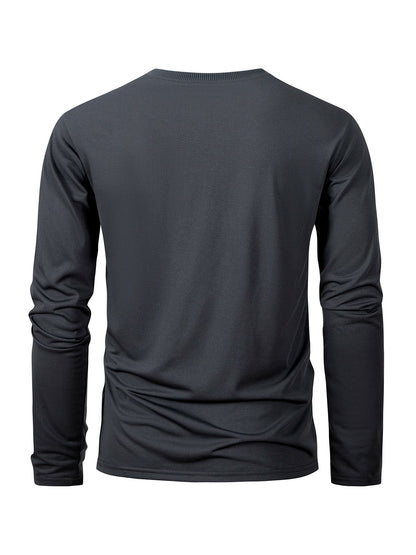 Long Sleeve Moisture Wicking T-Shirt – Casual Round Neck Sports Tee, Comfortable Versatile Top