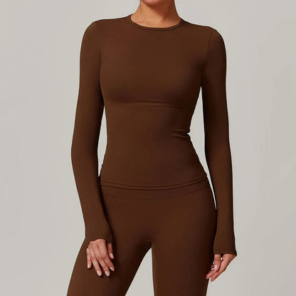 Women’s Slim Fit Long Sleeve Yoga Top – Running, Exercise, Fitness, Quick-Dry Sports Shirt