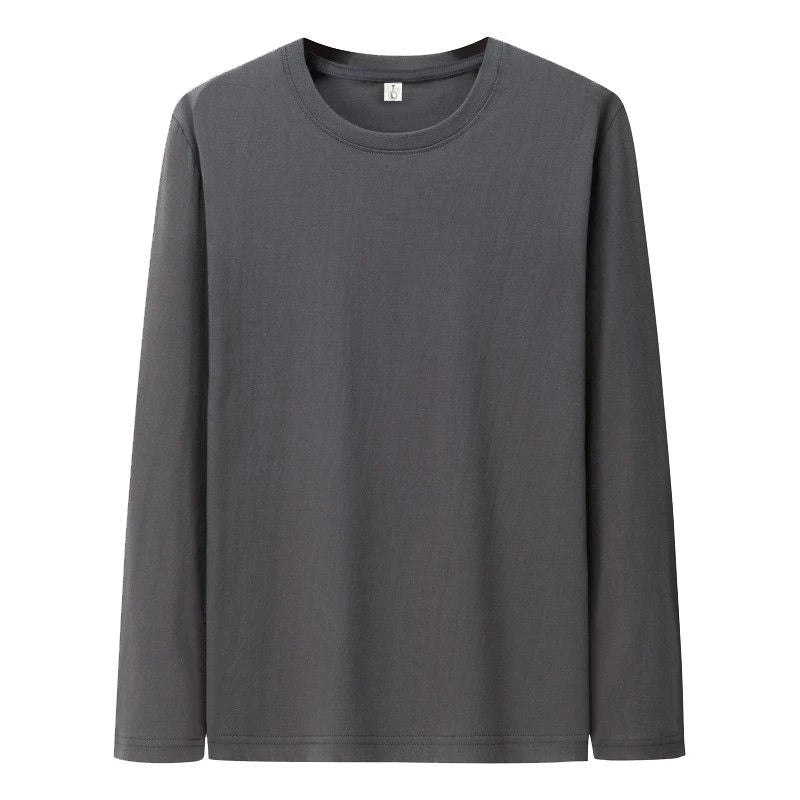 Men’s Cotton Long Sleeve T-Shirt – Solid Color Casual Tops for Spring & Autumn Undershirts