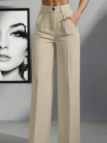 2025 model women's high-waisted, draping, straight-cut, minimalist suit pants