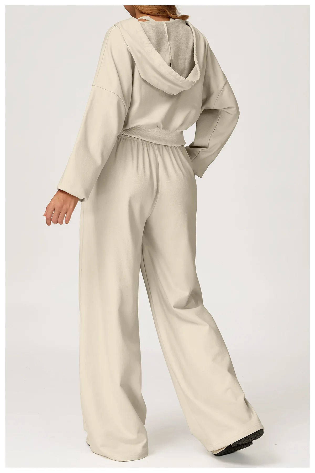 Winter 2-piece Sports Hoodie Set Women's Tracksuit Zipper Loose Long Sleeved Hooded Slimming Yoga Pants Set Running Fitness Set