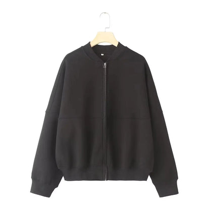 Zipper Pilot Jacket Sweatshirt Style Loose High Waist Fleece Pants Cotton Streetwear Series Women's Fashion Set