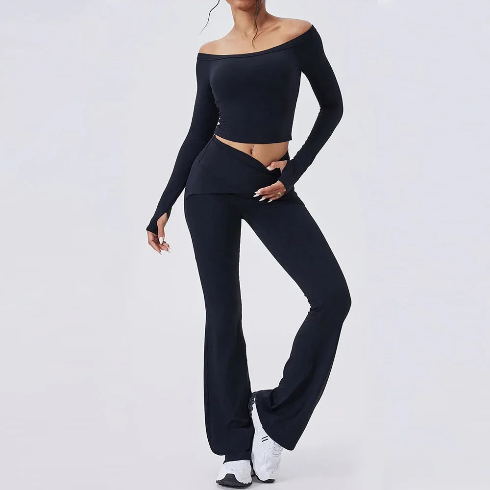 Cloud Hide Woman New Yoga Suit Gym Fitness Set Long Sleeve Sports Tracksuit Top Leggings Workout Pilates Outfits Running Clothes