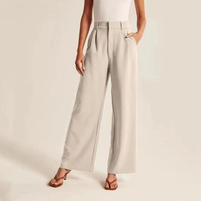 Solid Wide Leg Pants For Women High Waisted Work Business Dress Pants Casual Long Suit Straight Trousers Office Lady Linen Pants
