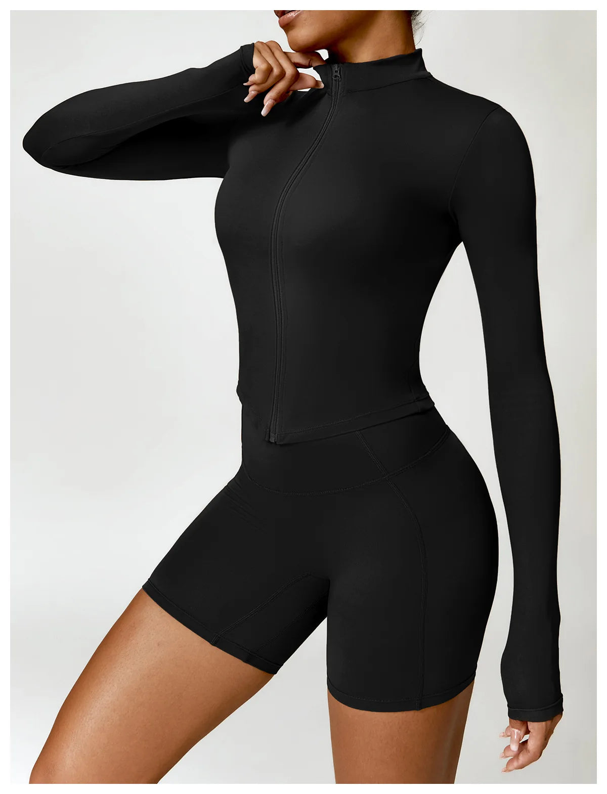 Yoga Zipper Jacket – Long Sleeve Sportswear Top, Push-Up Workout, Running & Cycling Fitness Shirt