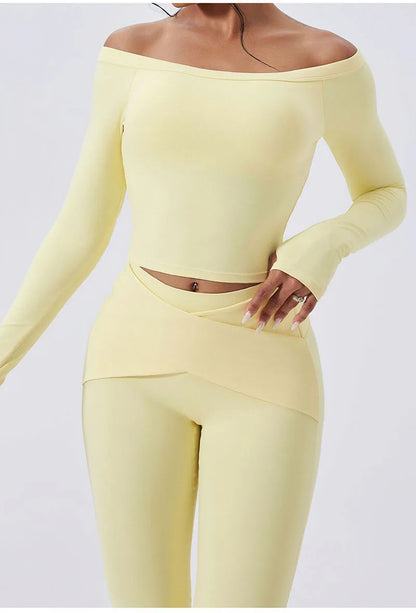 Cloud Hide Woman New Yoga Suit Gym Fitness Set Long Sleeve Sports Tracksuit Top Leggings Workout Pilates Outfits Running Clothes