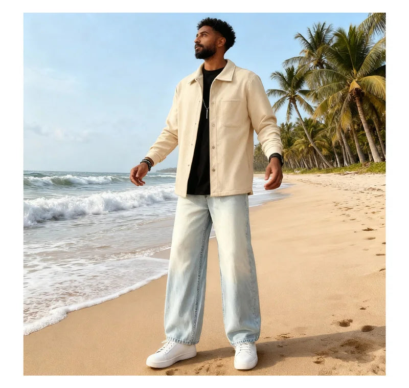 Lapel Button-Down Warm Brushed Jacket