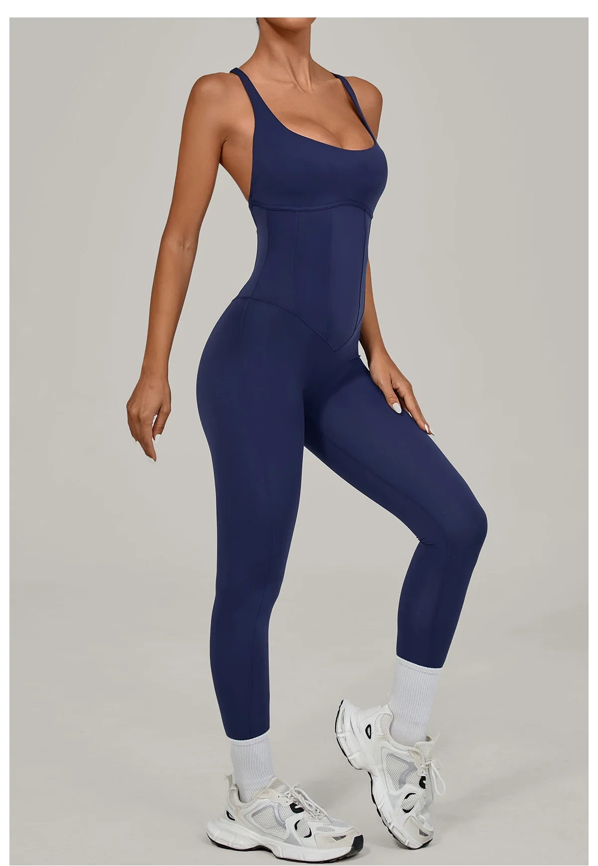 Women Adjustable Shoulder Straps Yoga Jumpsuit Dance-Inspired Backless Bodysuit Woman Tight-Fitting Workout Fitness One-Piece