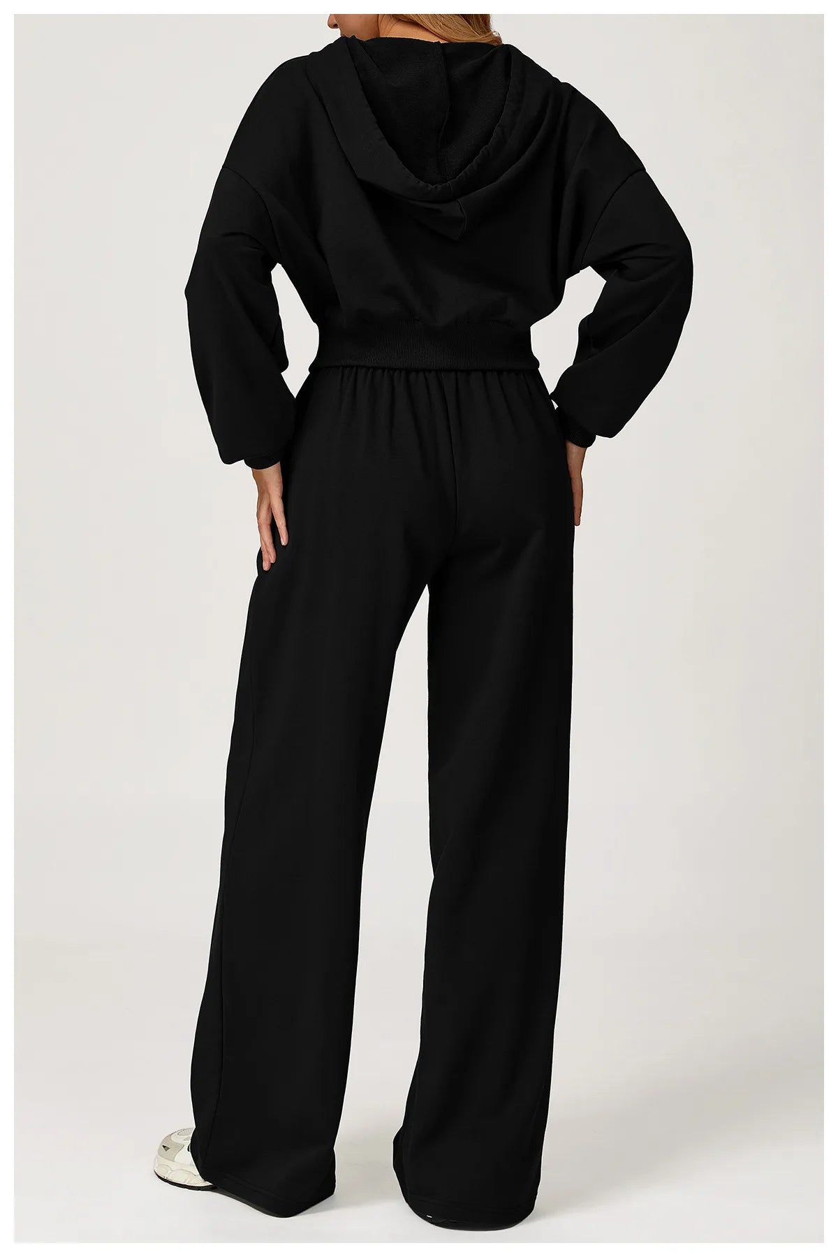 Winter 2-piece Sports Hoodie Set Women's Tracksuit Zipper Loose Long Sleeved Hooded Slimming Yoga Pants Set Running Fitness Set